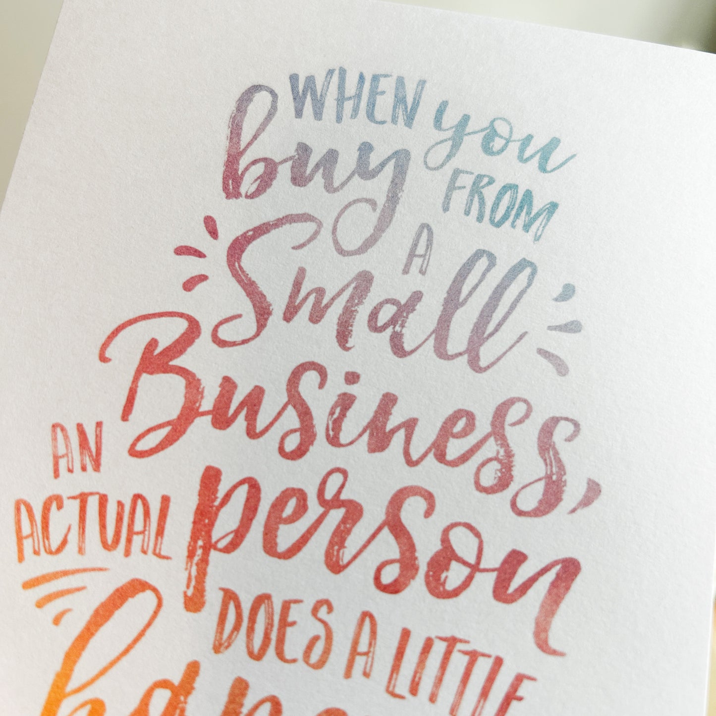 Rainbow “When You Buy From a Small Business” Thank You Slips