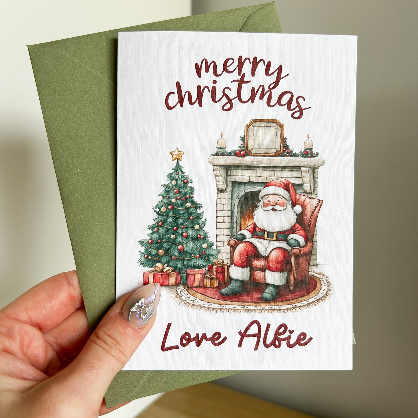 Pack of 5 "Father Christmas" Personalised Christmas Cards
