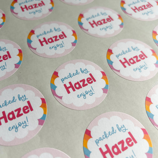 "Packed By" Rainbow Matt Stickers